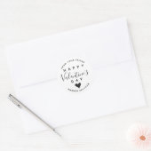Valentijnsdag vriendschapslabel zwart-wit ronde sticker (Envelop)
