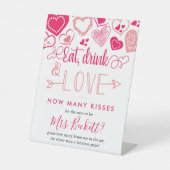 Valentijnsdag Vrijgezellenfeest hoeveel kussen spe Reclamebord Met Voetstuk (Voorkant)