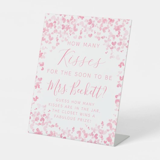 Valentijnsdag Vrijgezellenfeest hoeveel kussen spe Reclamebord Met Voetstuk (Voorkant)