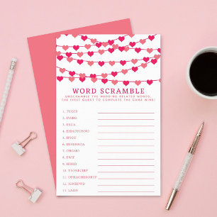 Valentijnsdag Vrijgezellenfeest Word Scramble spel