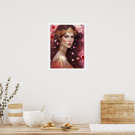 Valentijnsdag Vrouw Art Deco Crown Print (Keuken)