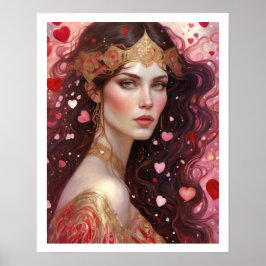 Valentijnsdag Vrouw Art Deco Crown Print