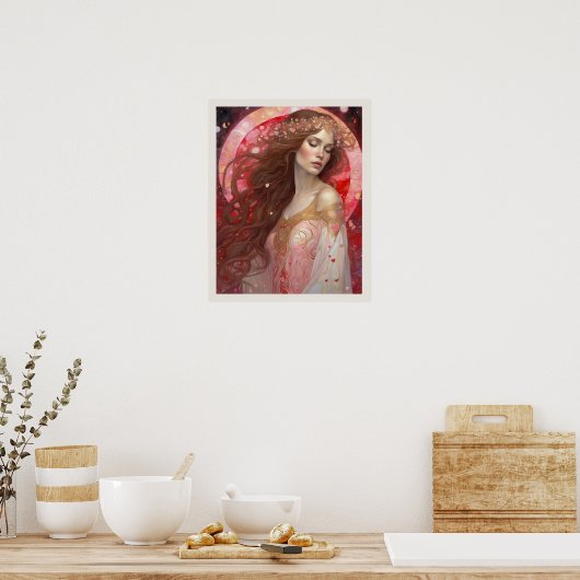 Valentijnsdag Vrouw Gown Art Deco Print (Keuken)