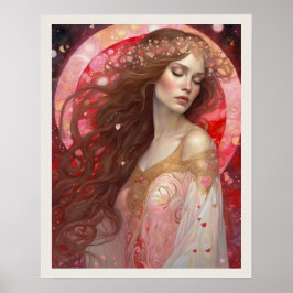 Valentijnsdag Vrouw Gown Art Deco Print