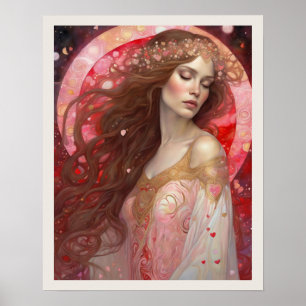Valentijnsdag Vrouw Gown Art Deco Print