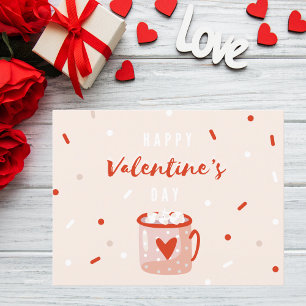 Valentijnsdag warme cacao met feestelijke Confetti Briefkaart