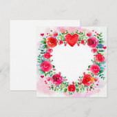 Valentijnsdag Watercolor Heldere Bloemen en Hart Feestdagenkaart (Voorkant / Achterkant)