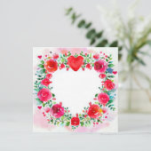 Valentijnsdag Watercolor Heldere Bloemen en Hart Feestdagenkaart (Staand voorkant)