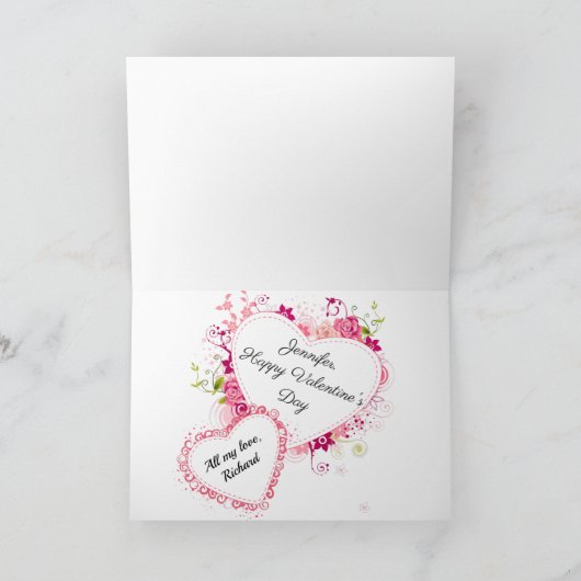 Valentijnsdag Waterverf bloemenkrans Feestdagen Kaart (Binnen)