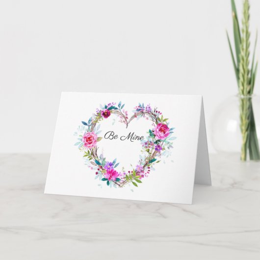 Valentijnsdag Waterverf bloemenkrans Feestdagen Kaart (Voorkant)