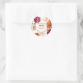 Valentijnsdag waterverf bloemige herfst Bruiloft  Ronde Sticker (Tas)