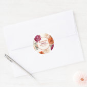 Valentijnsdag waterverf bloemige herfst Bruiloft  Ronde Sticker (Envelop)
