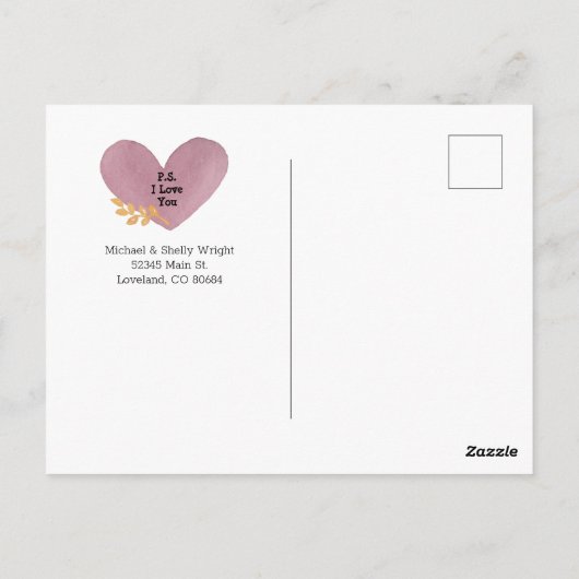 Valentijnsdag Waterverf Briefkaart (Achterkant)