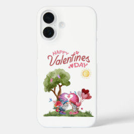 Valentijnsdag Waterverf Gnome paar iPhone 16 Hoesje