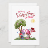 Valentijnsdag Waterverf Gnome paar Feestdagenkaart (Voorkant / Achterkant)