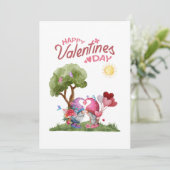 Valentijnsdag Waterverf Gnome paar Feestdagenkaart (Staand voorkant)