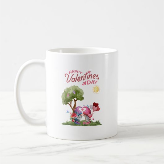 Valentijnsdag Waterverf Gnome paar Koffiemok (Links)