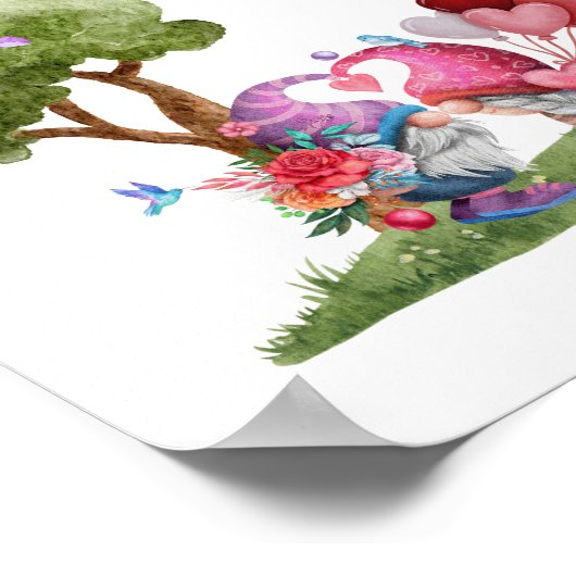 Valentijnsdag Waterverf Gnome paar Poster (Hoek)