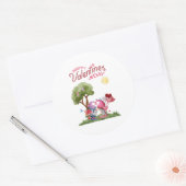 Valentijnsdag Waterverf Gnome paar Ronde Sticker (Envelop)