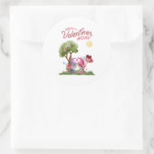 Valentijnsdag Waterverf Gnome paar Ronde Sticker (Tas)