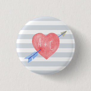 Valentijnsdag Waterverf Harde pijlstrepen Ronde Button 3,2 Cm