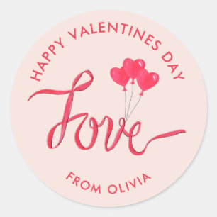 Valentijnsdag waterverf hart ballonnen Liefde Ronde Sticker