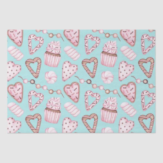 Valentijnsdag Waterverf Hart behandelt koekjes Tissuepapier (Voorkant)