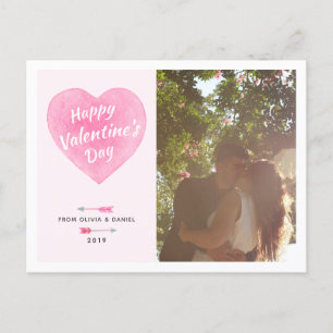 Valentijnsdag Waterverf Hart Foto Ansichtkaart Feestdagenkaart
