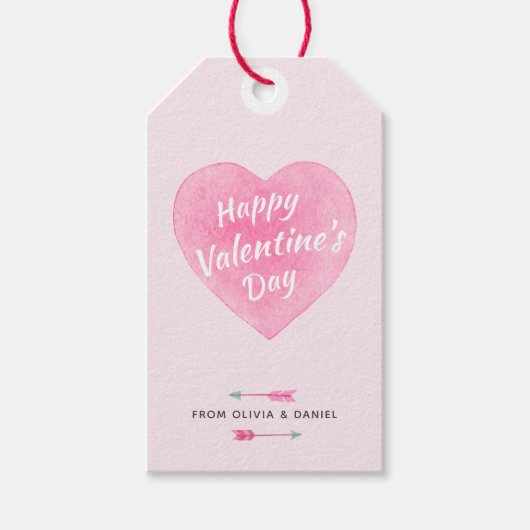 Valentijnsdag Waterverf Hart Gift Label Cadeaulabel (Voorkant)