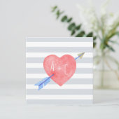 Valentijnsdag Waterverf Hart Pijl Plat Kaart (Staand voorkant)