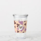 Valentijnsdag Waterverf Harten Monogram Acryl Drinkbeker (Voorkant)