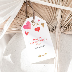 Valentijnsdag Waterverf Heart Cadeaulabel