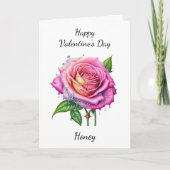 Valentijnsdag | Waterverf Roos Kaart (Voorkant)