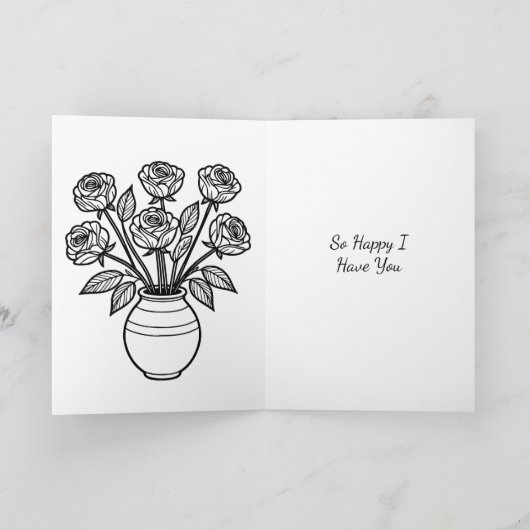 Valentijnsdag | Waterverf Roos Kaart (Binnen)