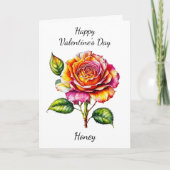 Valentijnsdag | Waterverf Roos Kaart (Voorkant)
