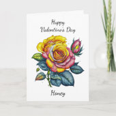 Valentijnsdag | Waterverf Roos Kaart (Voorkant)