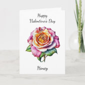 Valentijnsdag | Waterverf Roze Roos Kaart (Voorkant)