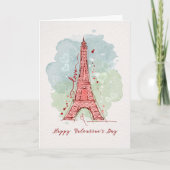 Valentijnsdag Waterverf Sketchy Doodle Eiffel Kaart (Voorkant)