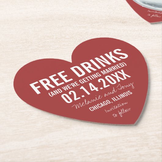 Valentijnsdag Wedding Funny Save the Dates Kartonnen Onderzetters (Gekanteld)