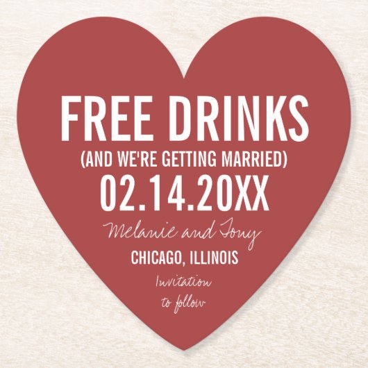 Valentijnsdag Wedding Funny Save the Dates Kartonnen Onderzetters (Voorkant)