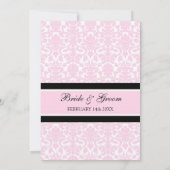 Valentijnsdag Wedding Invitations Pink Damask Kaart (Achterkant)