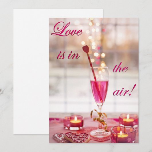 Valentijnsdag Wedding Love Champagne Feestdagenkaart (Voorkant / Achterkant)