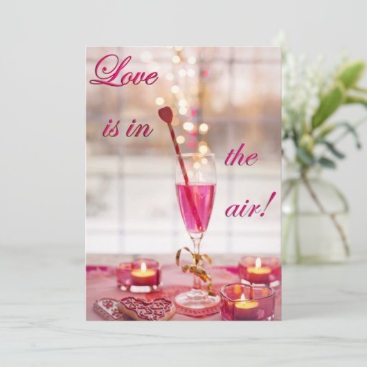 Valentijnsdag Wedding Love Champagne Feestdagenkaart (Staand voorkant)