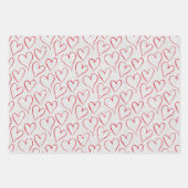 Valentijnsdag Wedding Red White Glitter Hearts Inpakpapier Vel (Voorkant)