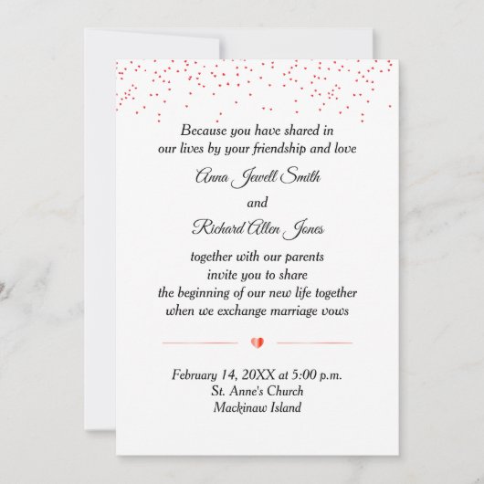 Valentijnsdag Wedding Uitnodiging (Voorkant)