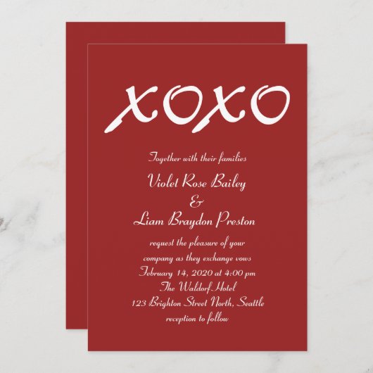 Valentijnsdag Wedding Uitnodiging (Voorkant / Achterkant)