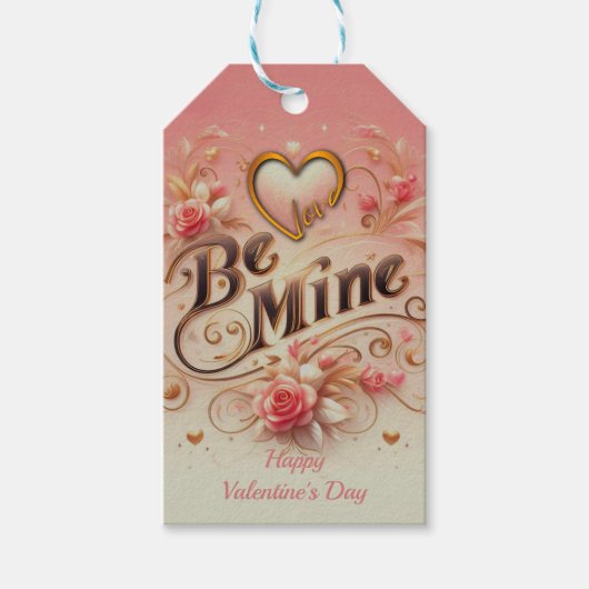 Valentijnsdag wees van mij ontwerp met hart, citaa cadeaulabel (Voorkant)