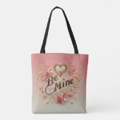Valentijnsdag wees van mij ontwerp met hart, citaa tote bag (Achterkant)