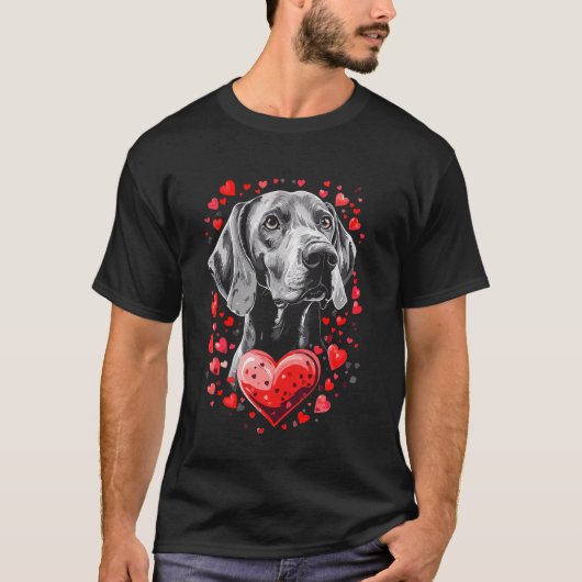 Valentijnsdag Weimaraner Hond T-shirt (Voorkant)