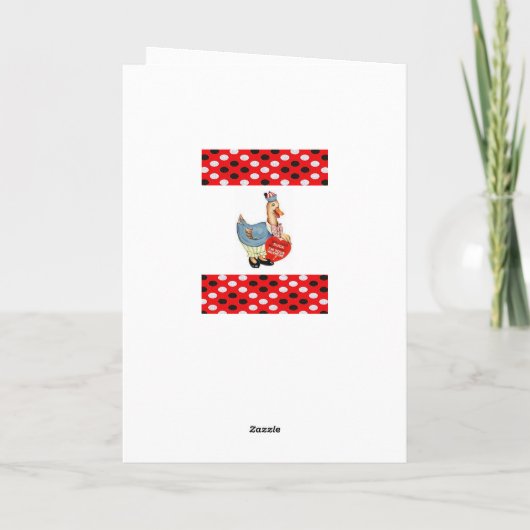 Valentijnsdag Wenskaart Duck Vintage Feestdagen Kaart (Achterkant)